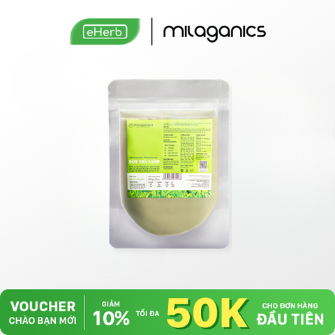  Bột trà xanh MILAGANICS - Đắp mặt nạ, ngừa mụn, dưỡng da trắng mịn, ngăn ngừa nếp nhăn - 100g (Túi Zip) 