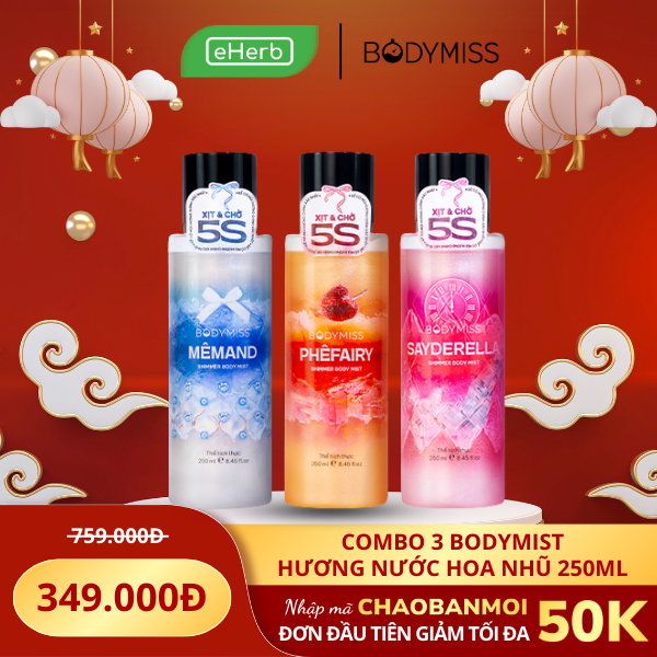  Combo 3 Chai Bodymist Xịt Thơm Nhũ Lấp Lánh - Hương Nước Hoa BODYMISS 250ml 