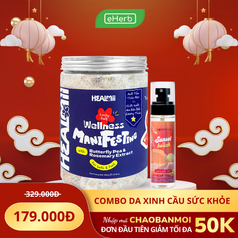  COMBO 179K: Combo Muối Tắm "Xả Xui"-Tâm Vui Healmii & Xịt Thơm Body Sunset Bodymiss 