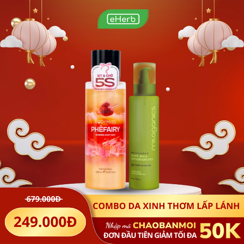  COMBO 249K: Combo Dầu Dưỡng Thể Olive Milaganics 150ml & Body Mist Nhũ PhêFairy Bodymiss 250ml 