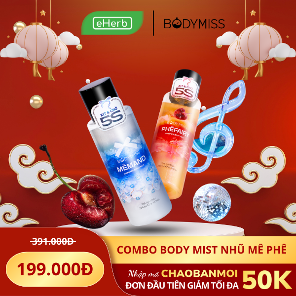  COMBO 199K: Bodymist Nhũ Xịt Thơm Lấp Lánh Toàn Thân BODYMISS Hương Nước Hoa MêMand + PhêFairy 250ml 