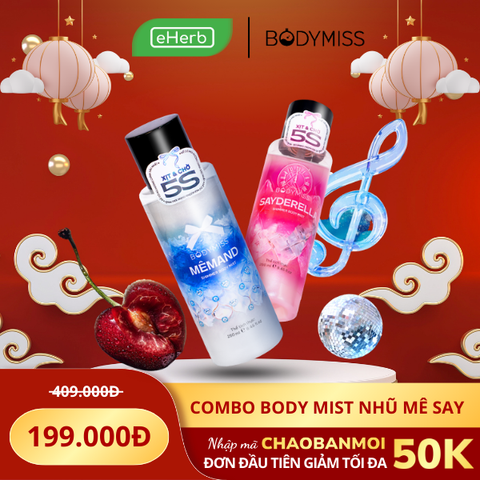  COMBO 199K: Bodymist Nhũ Xịt Thơm Lấp Lánh Toàn Thân BODYMISS Hương Nước Hoa MêMand + Sayderella 250ml 