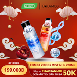 COMBO 199K: Bodymist Nhũ Xịt Thơm Lấp Lánh Cho Nam Nữ Thơm Lâu 250ml BODYMISS