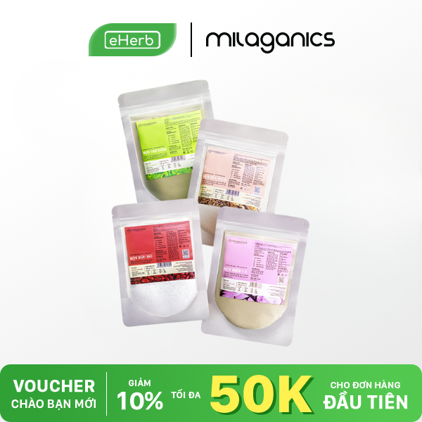  [COMBO SÁNG DA] Combo 4 Mặt Nạ Bột Ủ Hỗ Trợ Sáng Mịn Da Body: Đậu Đỏ, Trà Xanh, Yến Mạch, Diếp cá MILAGANICS 100g 