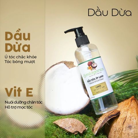  [MUA 1 TẶNG 2] Dầu dừa ép lạnh MILAGANICS - Ủ mềm tóc, chắc khỏe, phục hồi tóc hư tổn dưỡng mềm da 