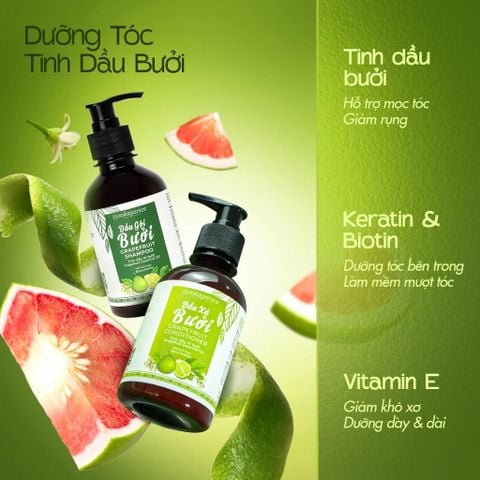  COMBO 349K: Combo Gội Xả Xịt Ủ Bưởi MILAGANICS Dưỡng Tóc Chuyên Sâu 