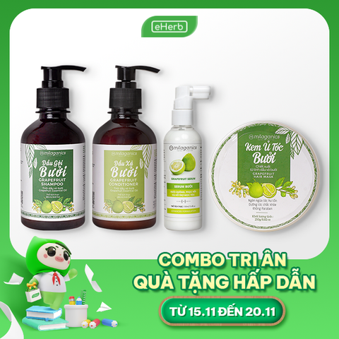  [Combo Tri Ân 20/11] Full Smooth Gift Set MILAGANICS Gội - Xả - Kem ủ - Serum Dưỡng tóc chuyên sâu 