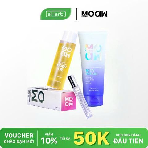  COMBO 249K: Combo Trắng Mịn Thơm Moaw Moaws - Scrub Sữa Gạo Hạnh Nhân, Dầu Dưỡng Body, Nước Hoa Hẹn Hò 