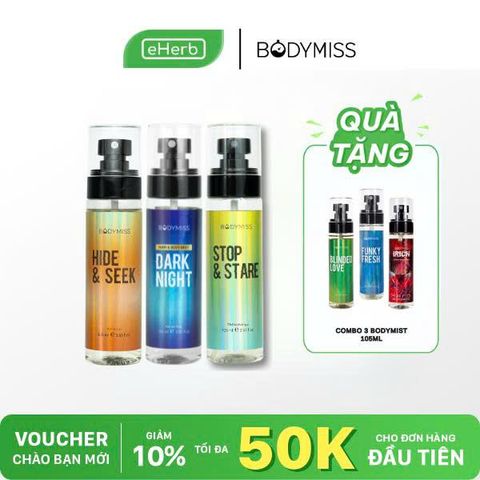  [MUA 3 TẶNG 3] Combo 3 Body Mist Nam Đi Học - Hẹn Hò BODYMISS Xịt Thơm Toàn Thân Size 105ml 