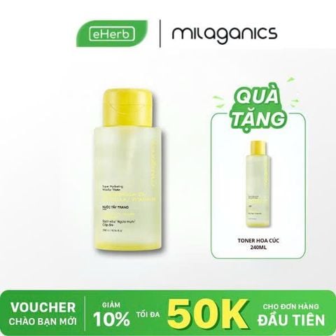  [MUA 1 TẶNG 1] Tẩy Trang Hoa Cúc MILAGANICS Hỗ Trợ Giảm Mụn, Tẩy Sạch Da Dầu và Cấp Ẩm Nhẹ Nhàng Size 300ml 