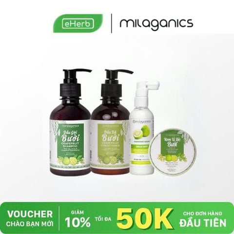  COMBO 349K: Combo Gội Xả Xịt Ủ Bưởi MILAGANICS Dưỡng Tóc Chuyên Sâu 