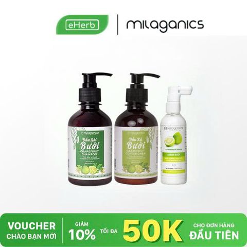  COMBO 319K: Combo Gội Xả Xịt Bưởi Dưỡng Tóc MILAGANICS 