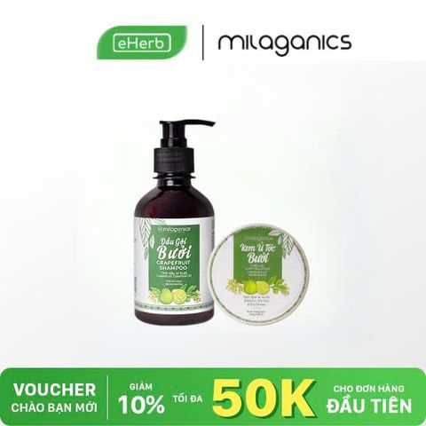  Combo Dầu Gội & Kem Ủ Bưởi MILAGANICS - Tinh Dầu Bưởi, Dưỡng Tóc, Kích Mọc, Ngăn Rụng 