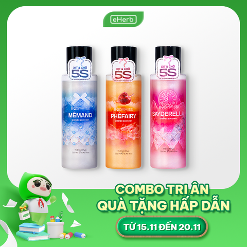  [Combo Tri Ân 20/11] Glow With Love Gift Set Nước Hoa Bodymist Nhũ BODYMISS 