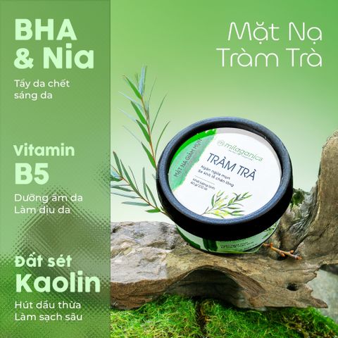  [MUA 1 TẶNG 1] Mặt nạ đất sét tràm trà giúp giảm mụn, mask tràm trà sạch dầu sáng da MILAGANICS 60g 