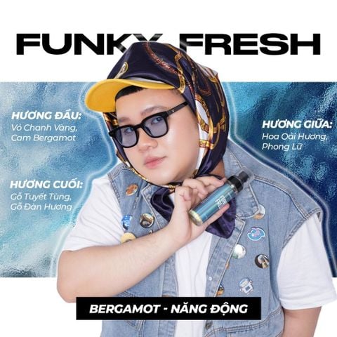  [MUA 1 TẶNG 1] Nước hoa bodymist dành cho nam FUNKY FRESH cam bergamot, chanh vàng BODYMISS 105ml 