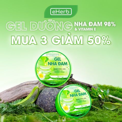  [MUA 3 GIẢM 50%] Gel dưỡng ẩm body nha đam tươi làm mềm da - gel lô hội mềm da sau wax MILAGANICS 