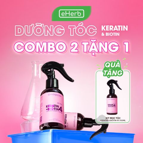  [MUA COMBO TẶNG 1] Combo 2 chai dưỡng mọc tóc MILAGANICS Keratin & Biotin 4% phục hồi hư tổn 150ml 