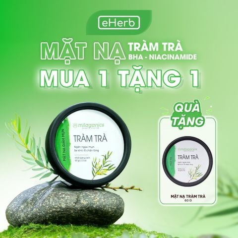 [MUA 1 TẶNG 1] Mặt nạ đất sét tràm trà giúp giảm mụn, mask tràm trà sạch dầu sáng da MILAGANICS 60g 