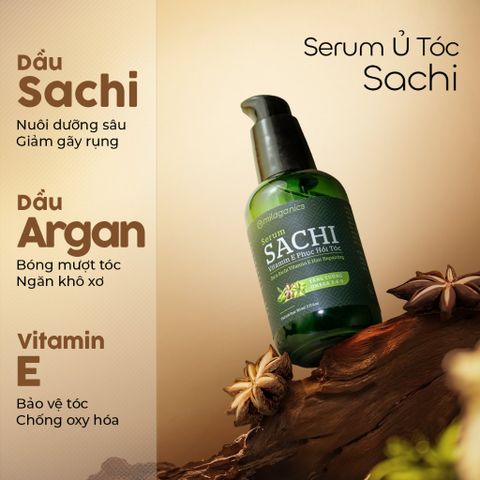  [MUA 1 TẶNG 1] Serum dưỡng tóc Vitamin E & Sachi phục hồi tóc uốn nhuộm, khô xơ MILAGANICS 80ml 