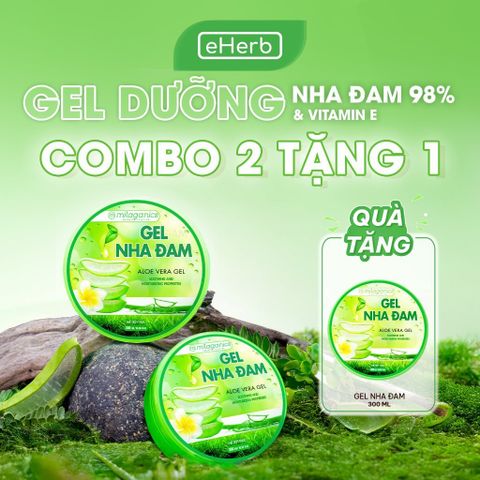  [MUA COMBO TẶNG 1] Combo gel nha đam dưỡng ẩm & làm mềm da - gel lô hội dưỡng body MILAGANICS 300ml 
