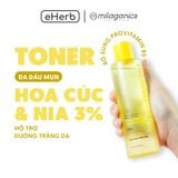  Combo 159k: Toner Hoa Cúc Niacinamide 3% 240ml + Nước Tẩy Trang Hoa Cúc 300ml MILAGANICS 
