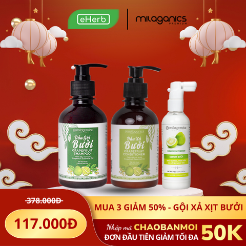  [MUA 3 GIẢM 50%] Combo Gội Xả Xịt Bưởi Milagnics Hỗ Trợ Giảm Gãy Rụng 