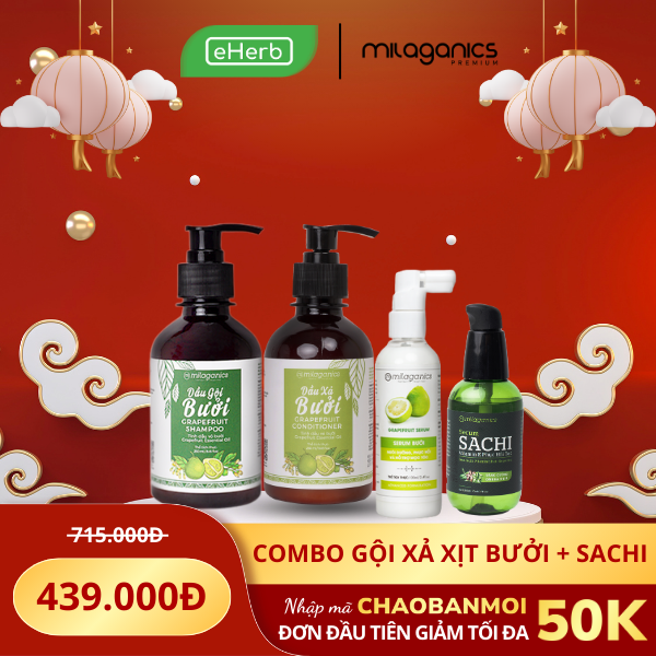  Combo Dưỡng Tóc Serum Sachi + Gội Xả Xịt Bưởi MILAGANICS 