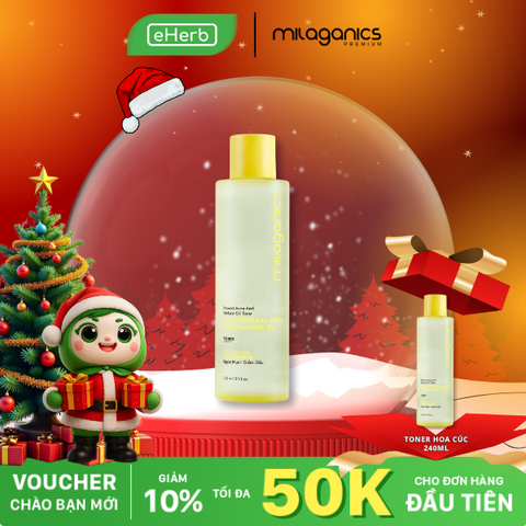  [MUA 1 TẶNG 1] Nước hoa hồng toner hoa cúc & aha 5% ngừa mụn, kiềm dầu da mụn MILAGANICS 