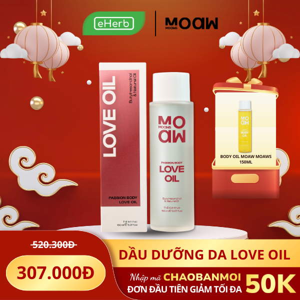  [MUA 1 TẶNG 1] Dầu Massage Love Oil Dưỡng Da Toàn Thân Moaw Moaws 150ml 