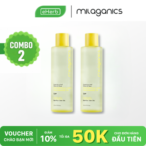  Combo 2 Nước Hoa Hồng Toner Hoa Cúc & Aha 5% Ngừa Mụn, Kiềm Dầu Da Mụn MILAGANICS 