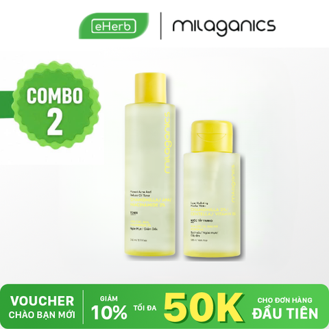  Combo 2 Toner Niacinamide 3% & Nước Tẩy Trang Hoa Cúc MILAGANICS Hỗ Trợ Dưỡng Trắng Da Và Giảm Mụn 