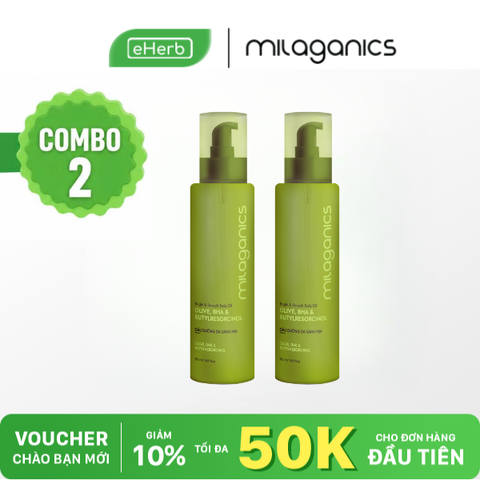  Combo 2 Dầu Dưỡng Da Body Oil Olive Milaganics Dưỡng Sáng Da Toàn Thân BHA, Butylresorcinol 150ml 