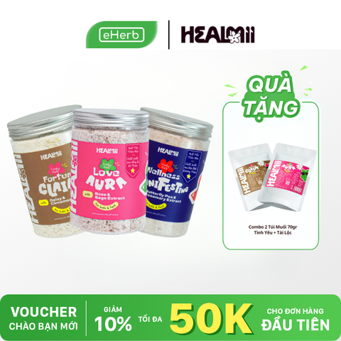  [Mua 1 Tặng 1] Muối Tắm Tẩy Da Chết Thảo Mộc Thiên Nhiên HEALMII 600g 