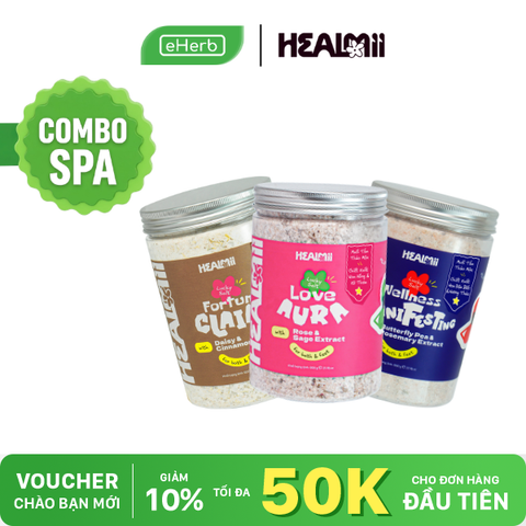  [COMBO SỈ - SPA] Muối Tắm Tẩy Da Chết Thảo Mộc Thiên Nhiên HEALMII Combo 5 Hũ - 600g 