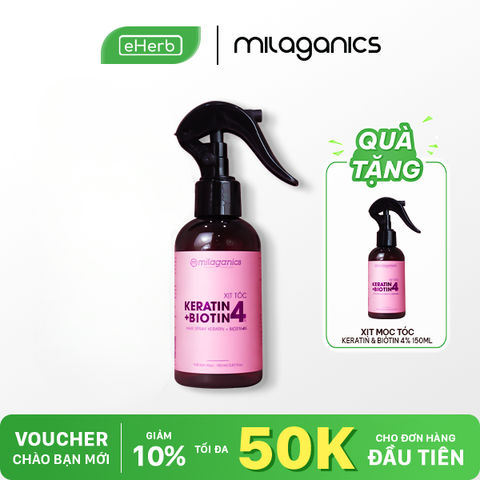  [MUA 1 TẶNG 1] Xịt dưỡng tóc Biotin & Keratin phục hồi tóc, dưỡng mọc tóc MILAGANICS 150ml 