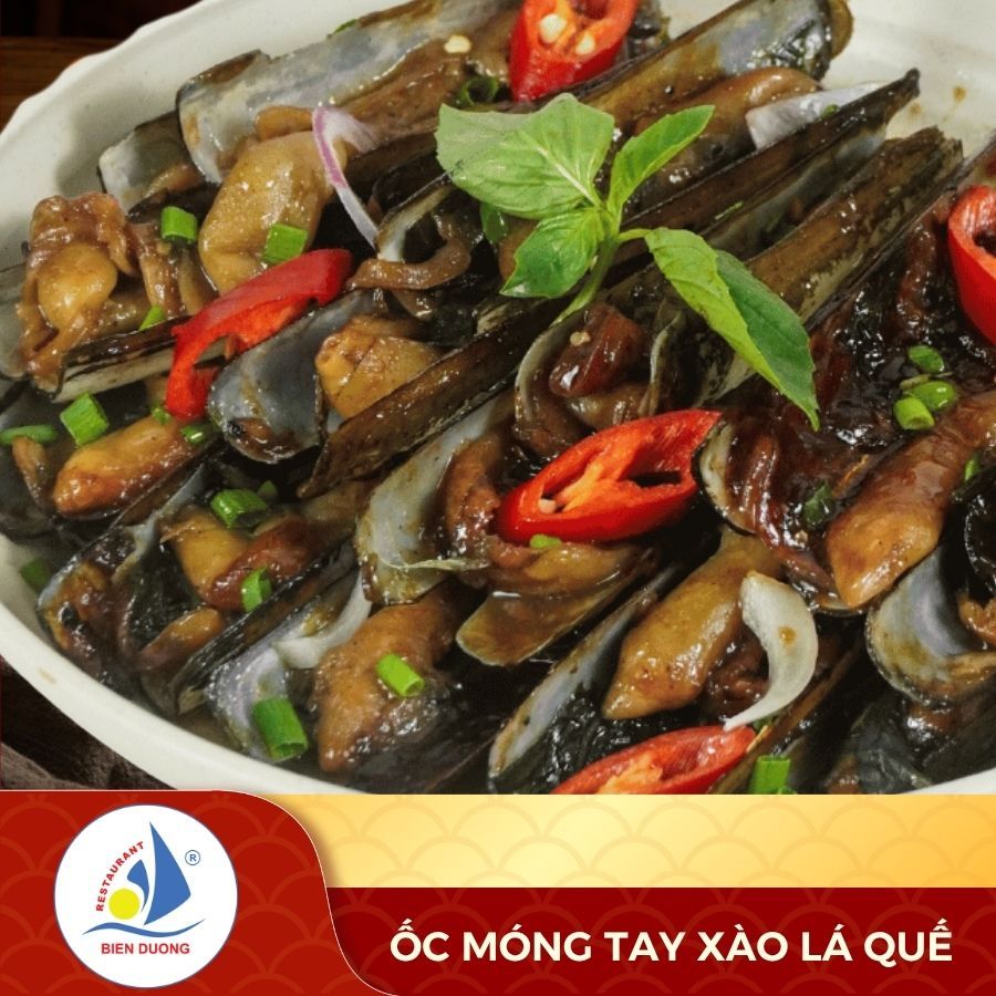  Ốc Móng Tay Xào Lá Quế 