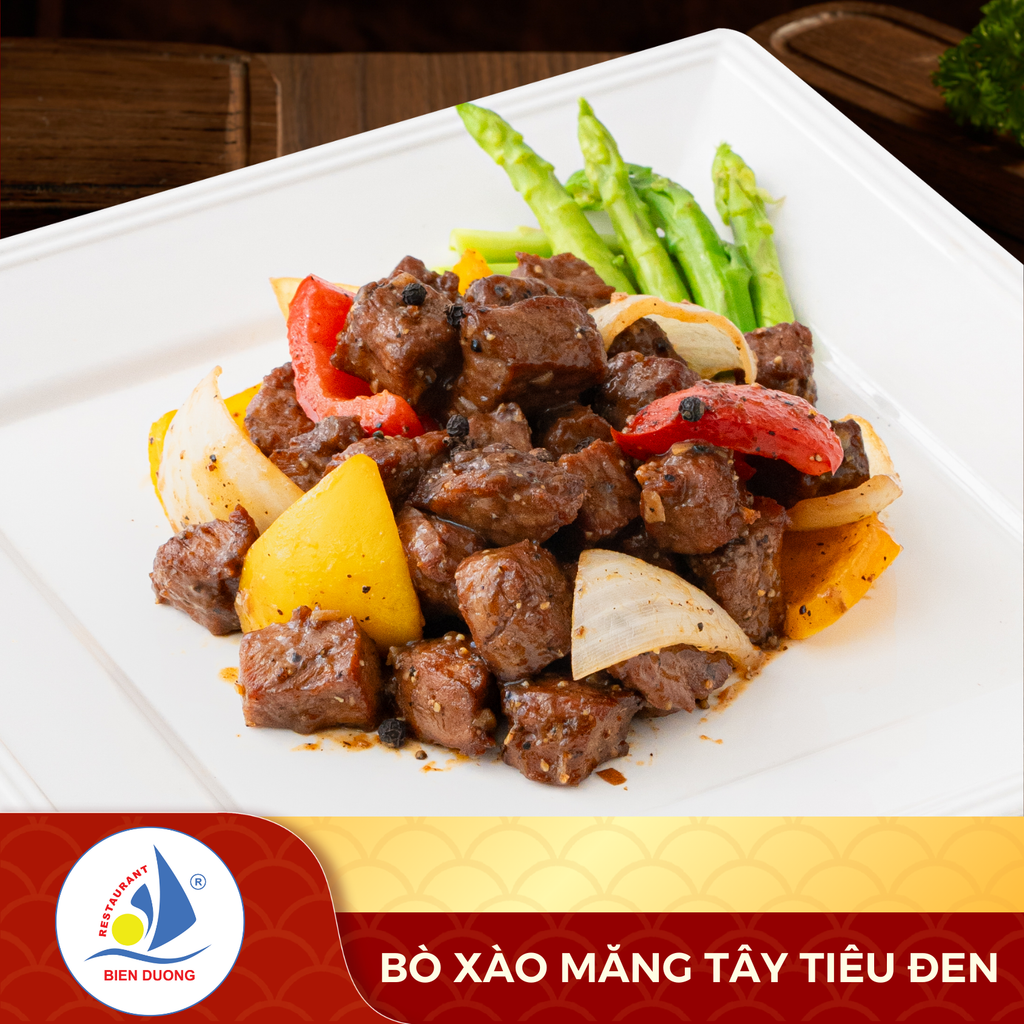  Bò Xào Măng Tây Tiêu Đen 