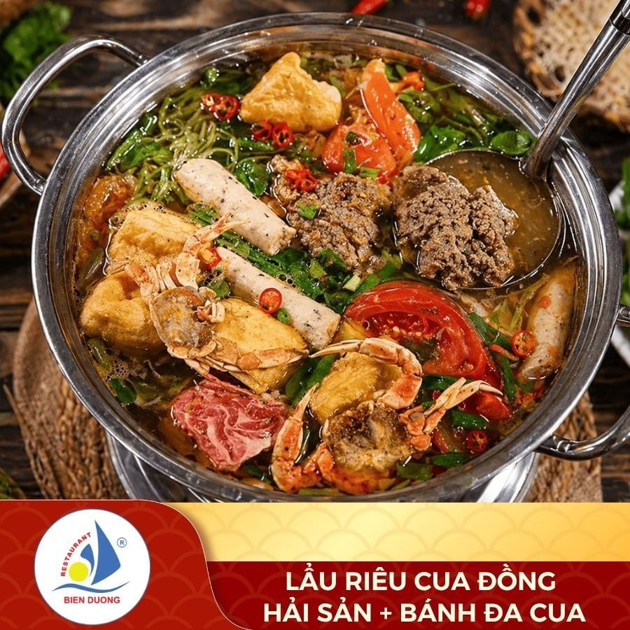  Lẩu Riêu Cua Đồng Hải Sản + Bánh Đa Cua 