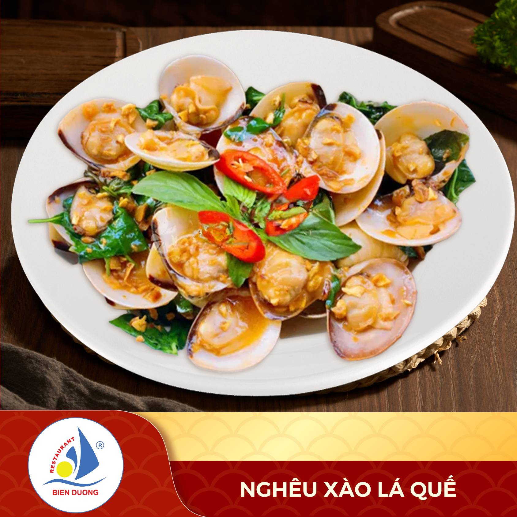  Nghêu Xào Lá Quế 