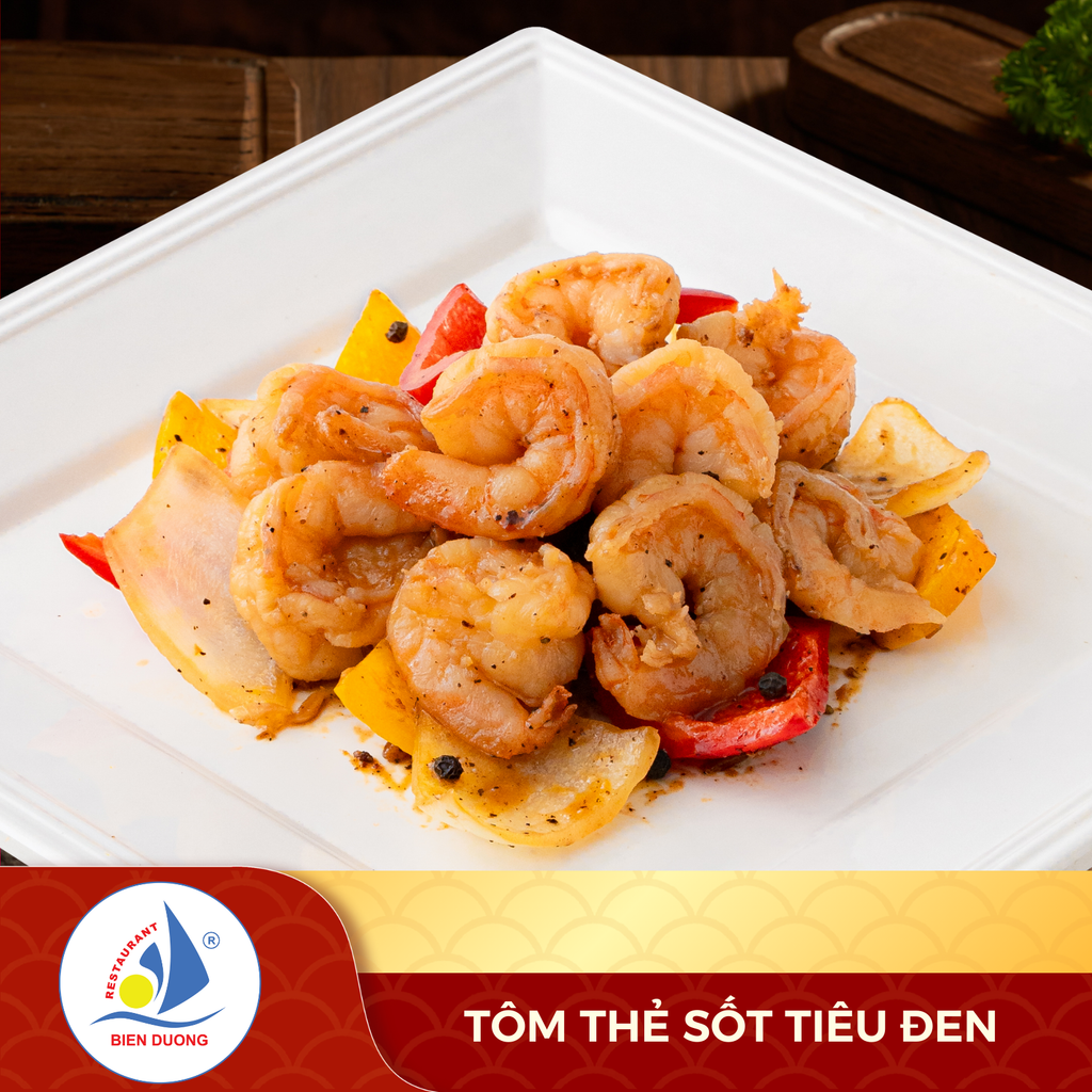  Tôm Thẻ Sốt Tiêu Đen 