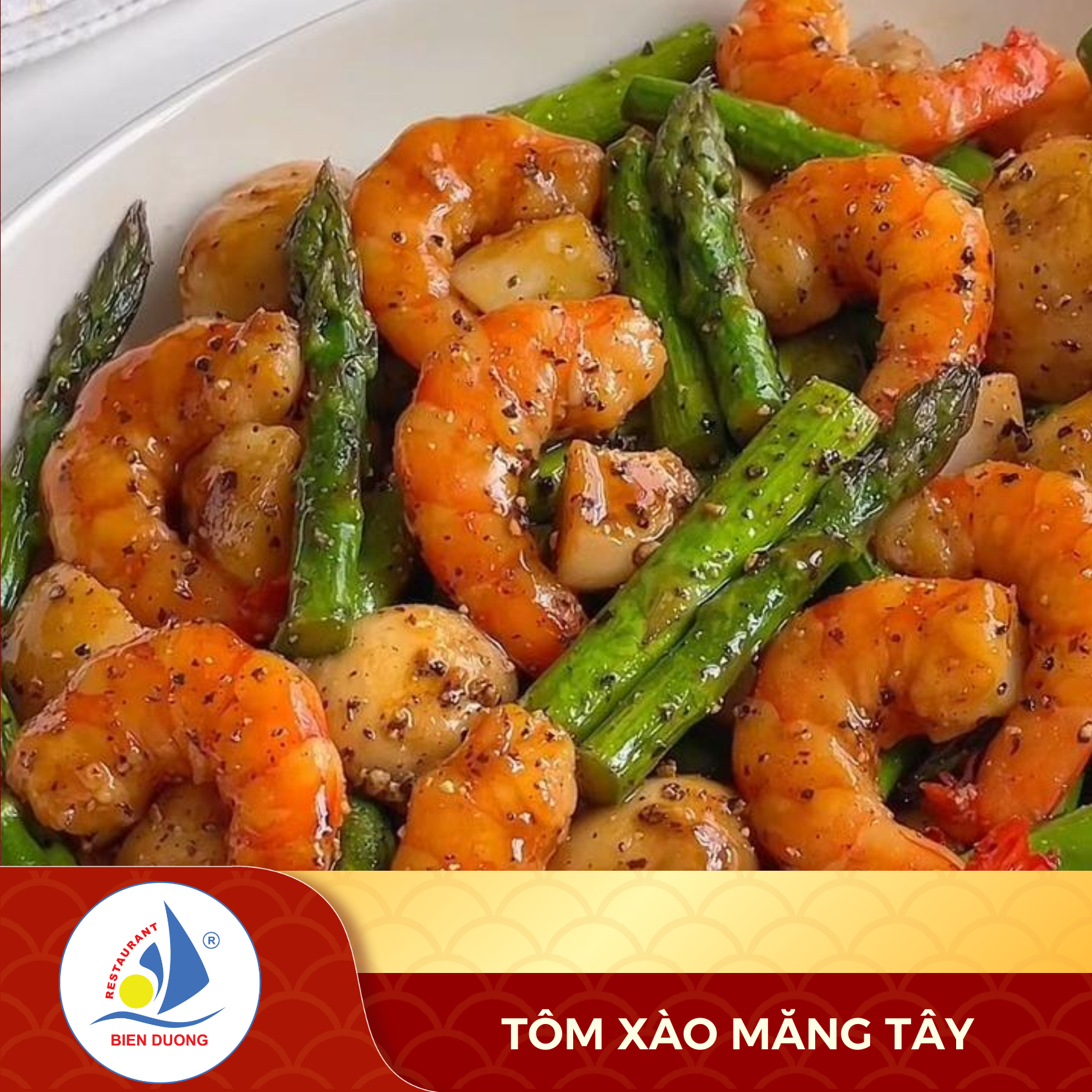  Tôm Thẻ Xào Măng Tây 