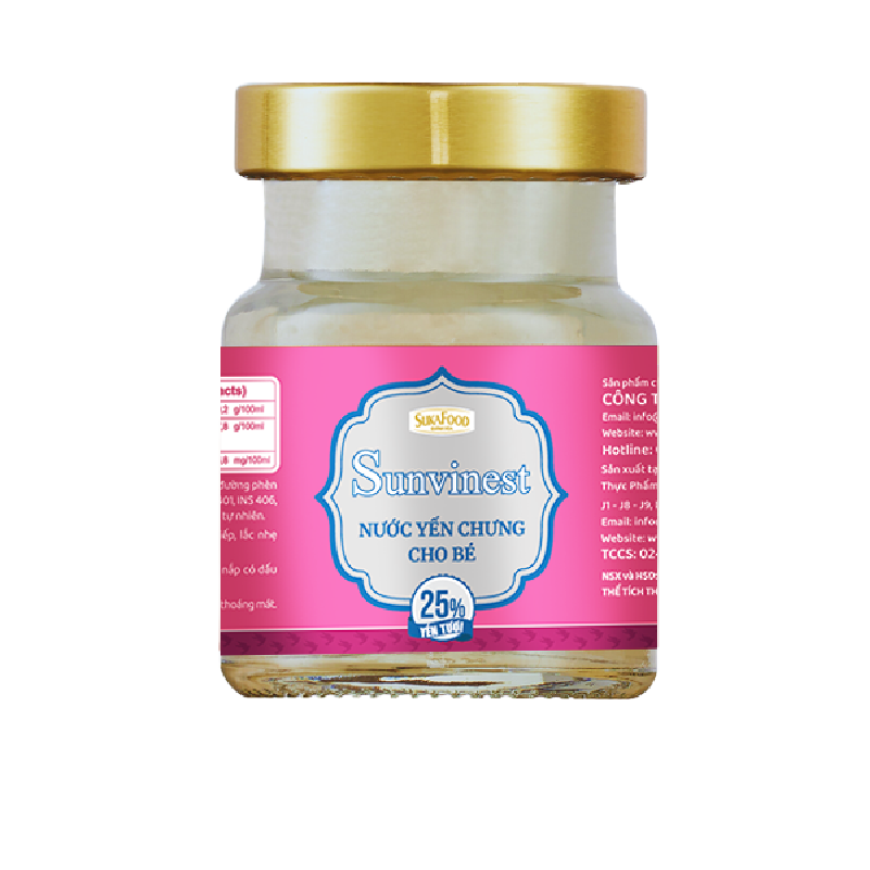  Nước Yến Chưng Đường Phèn Sunvinest 25% Yến Tươi - 70ml - Trẻ Em Bổ Sung (Hộp 1) 