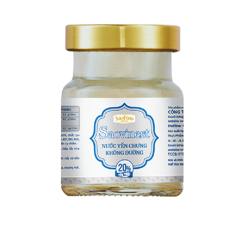  Nước Yến Chưng Không Đường Saovinest 20% Yến Tươi - 70ml (Hộp 5) 