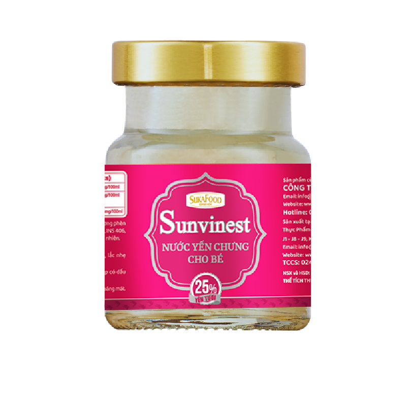  Nước Yến Chưng Đường Phèn Sunvinest 25% Yến Tươi - 70ml - Trẻ Em Bổ Sung (Khay 6) 