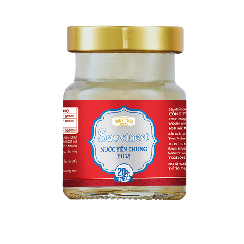  Nước Yến Chưng Đường Phèn Saovinest 20% Yến Tươi - 70ml - Tứ Vị (Hộp 5) 
