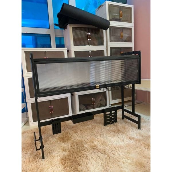 Kệ Úp Chén Thép Sơn Tĩnh Điện Đen Có Nắp Đậy
