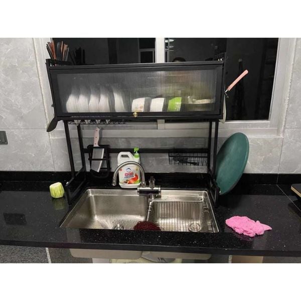 Kệ úp chén có nắp đậy bằng thép sơn tĩnh điện 2