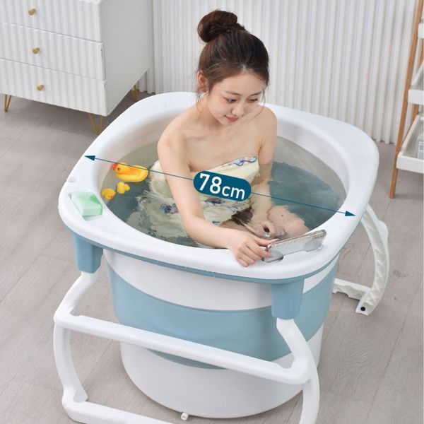 Bồn Tắm Gấp Gọn Tròn Bằng Nhựa Ngâm Người Thư Giãn