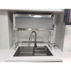 Kệ Úp Chén Inox 304 Có Nắp Đậy Cao Cấp - Chống Bụi Gián